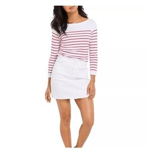 NWT Vineyard Vines White Denim Mini Skirt Raw Hem Size Small